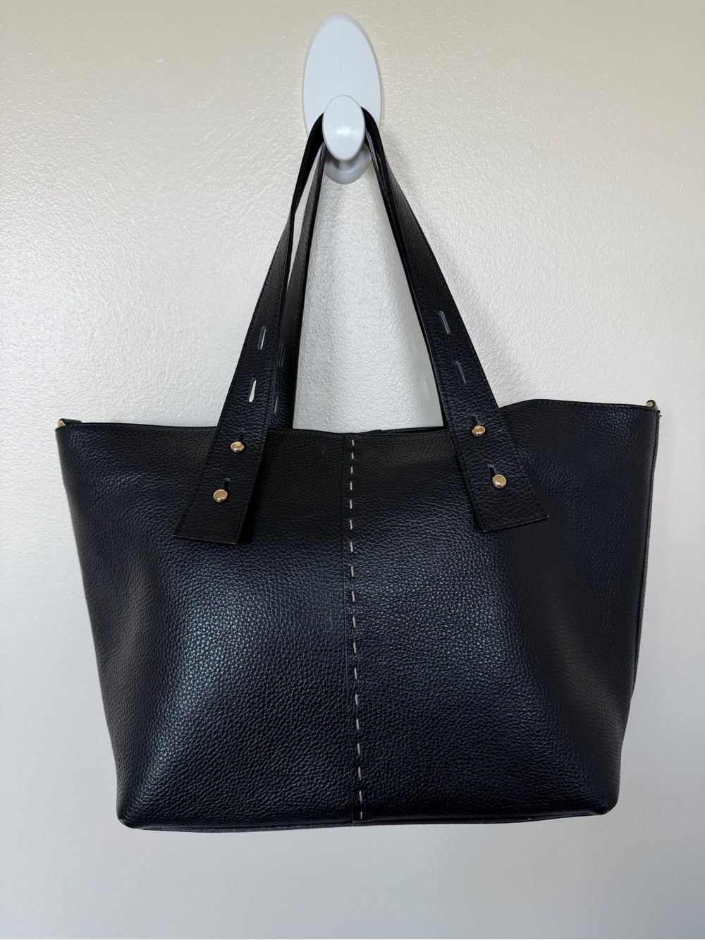 TANO Black Italian Leather Tote Bag